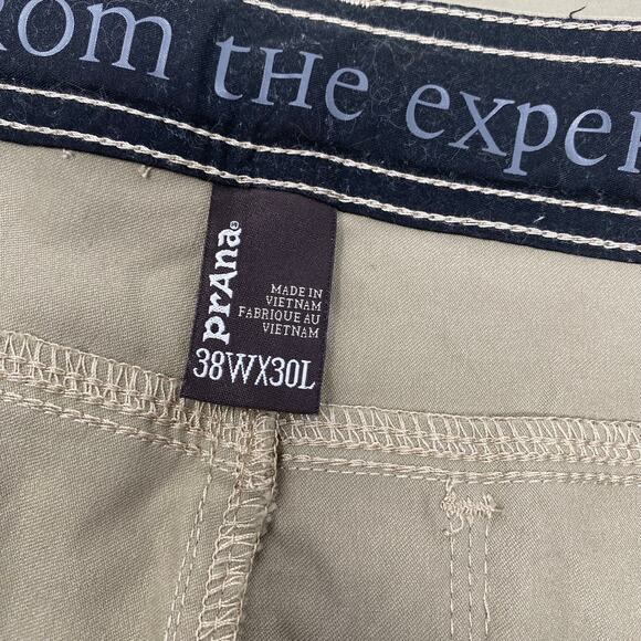 Prana Mens 38x30 Light Brown Vented Cargo Snap Button Convertible Hiking Pants - Picture 3 of 7